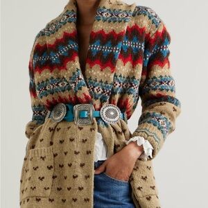 Ralph Lauren Blue Label wool blend cardigan Southwestern inspired pattern